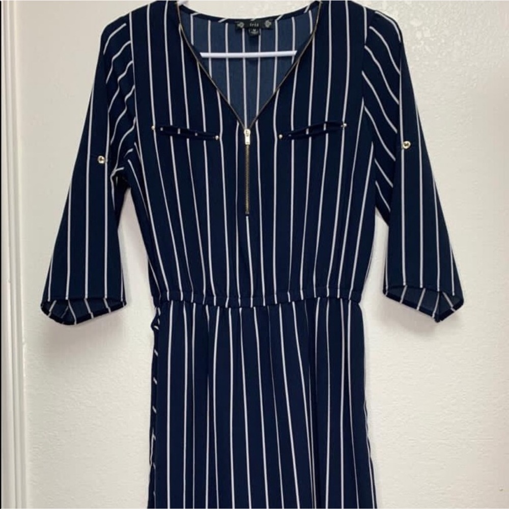 Blue striped short dress